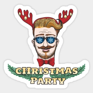 Hipster Christmas Party Design Sticker